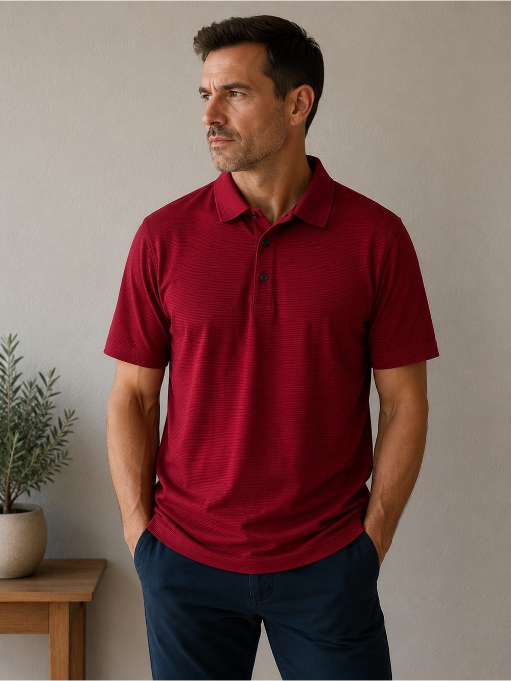 Men’s red polo